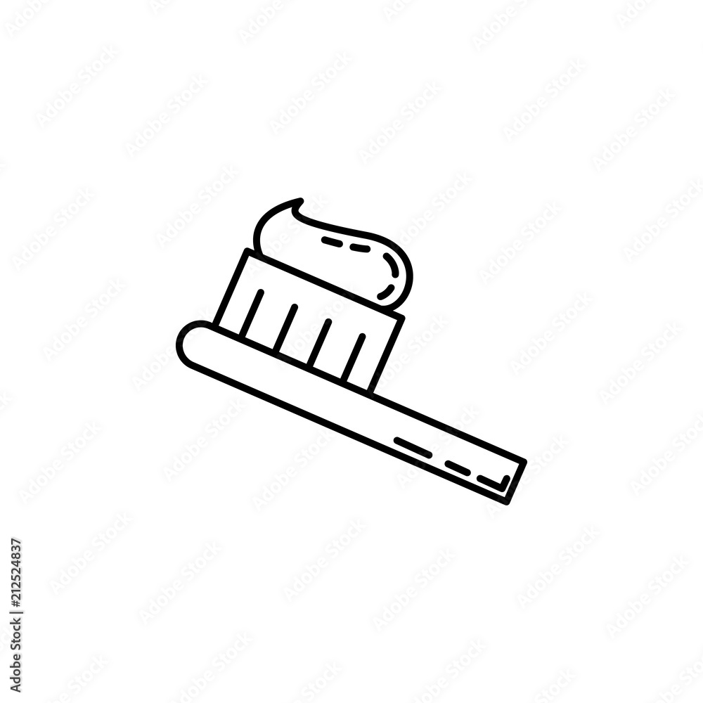 Poster toothpaste and brush icon. element of make up and cosmetics icon for mobile concept and web apps. ou
