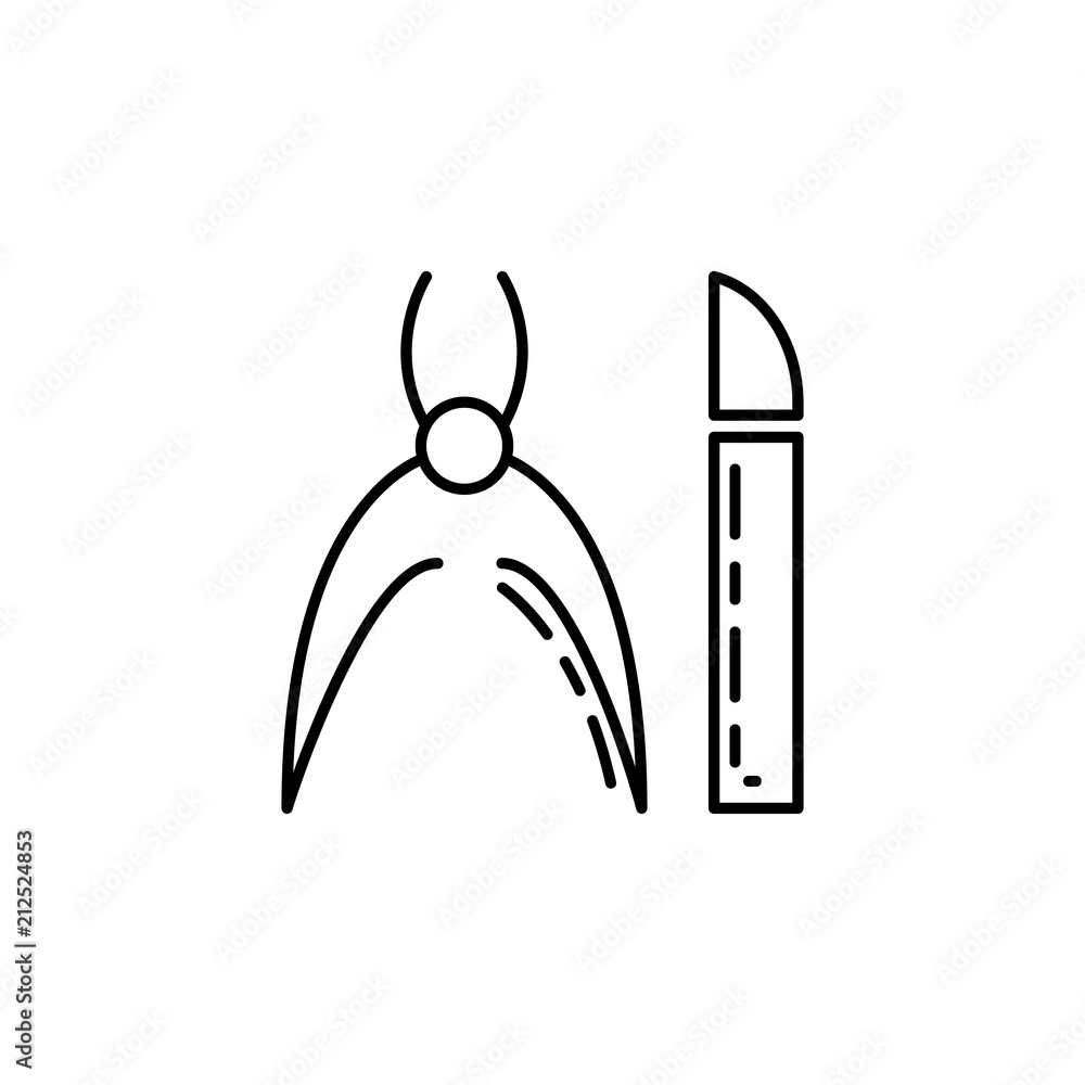 Poster nail scissors icon. element of make up and cosmetics icon for mobile concept and web apps. outline d