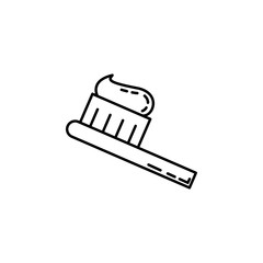 toothpaste and brush icon. Element of make up and cosmetics icon for mobile concept and web apps. Outline dusk style toothpaste and brush icon can be used for web and mobile
