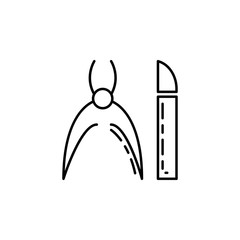 Obraz premium nail scissors icon. Element of make up and cosmetics icon for mobile concept and web apps. Outline dusk style nail scissors icon can be used for web and mobile