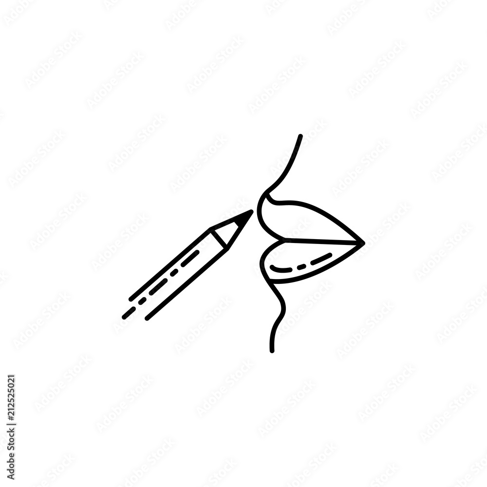 Poster lip pencil icon. element of make up and cosmetics icon for mobile concept and web apps. outline dusk