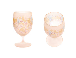 Painted colorful wine glass isolated