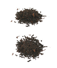 Pile of dried tea leaves isolated