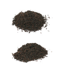 Pile of dried tea leaves isolated