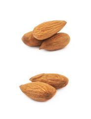 Pile of almond nuts isolated