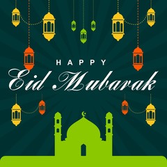 Happy eid mubarak islamic card greeting.