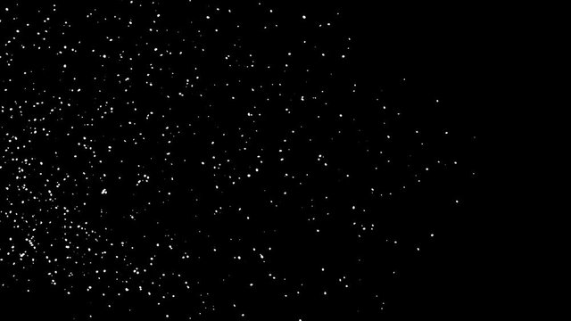 Animated flying from left to right sparks or heated metal particles in slow motion as if grinding metals or explosion of sparks from busting transformer or other electrical short circuit.