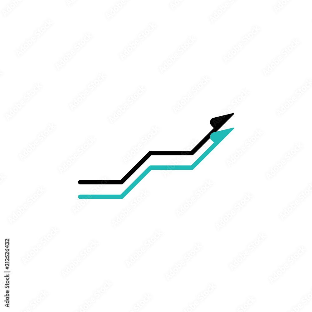 Poster colored infographic line chart illustration. element of business chart for mobile concept and web ap