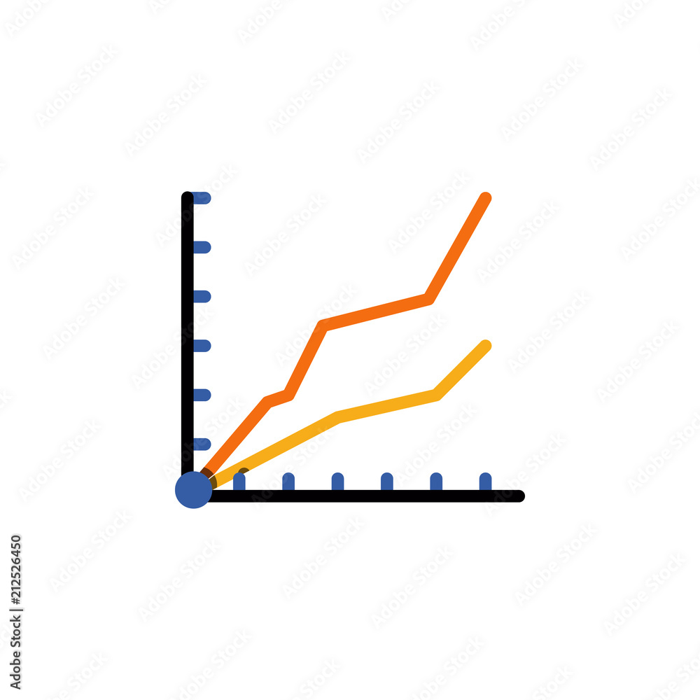 Poster colored infographic line chart illustration. element of business chart for mobile concept and web ap