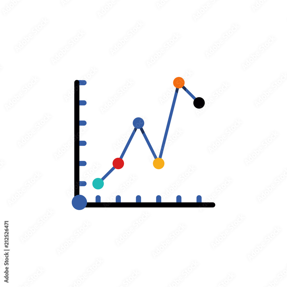 Poster colored infographic line chart illustration. element of business chart for mobile concept and web ap