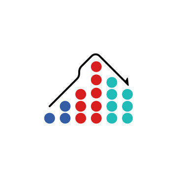 colored Infographic column chart in dots illustration. Element of business chart for mobile concept and web apps. Infographic column chart in dots can be used for web and mobile
