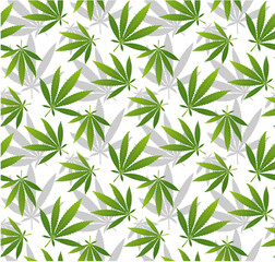Naklejka na ściany i meble Marijuana leaves and Hookah seamless pattern.