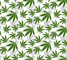 Fototapeta na wymiar Marijuana leaves and Hookah seamless pattern.