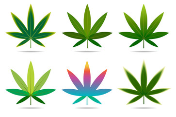 Fototapeta premium A set of cannabis icons, Marijuana leaves.