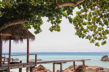 Pavilion with footbridge in to the sae
