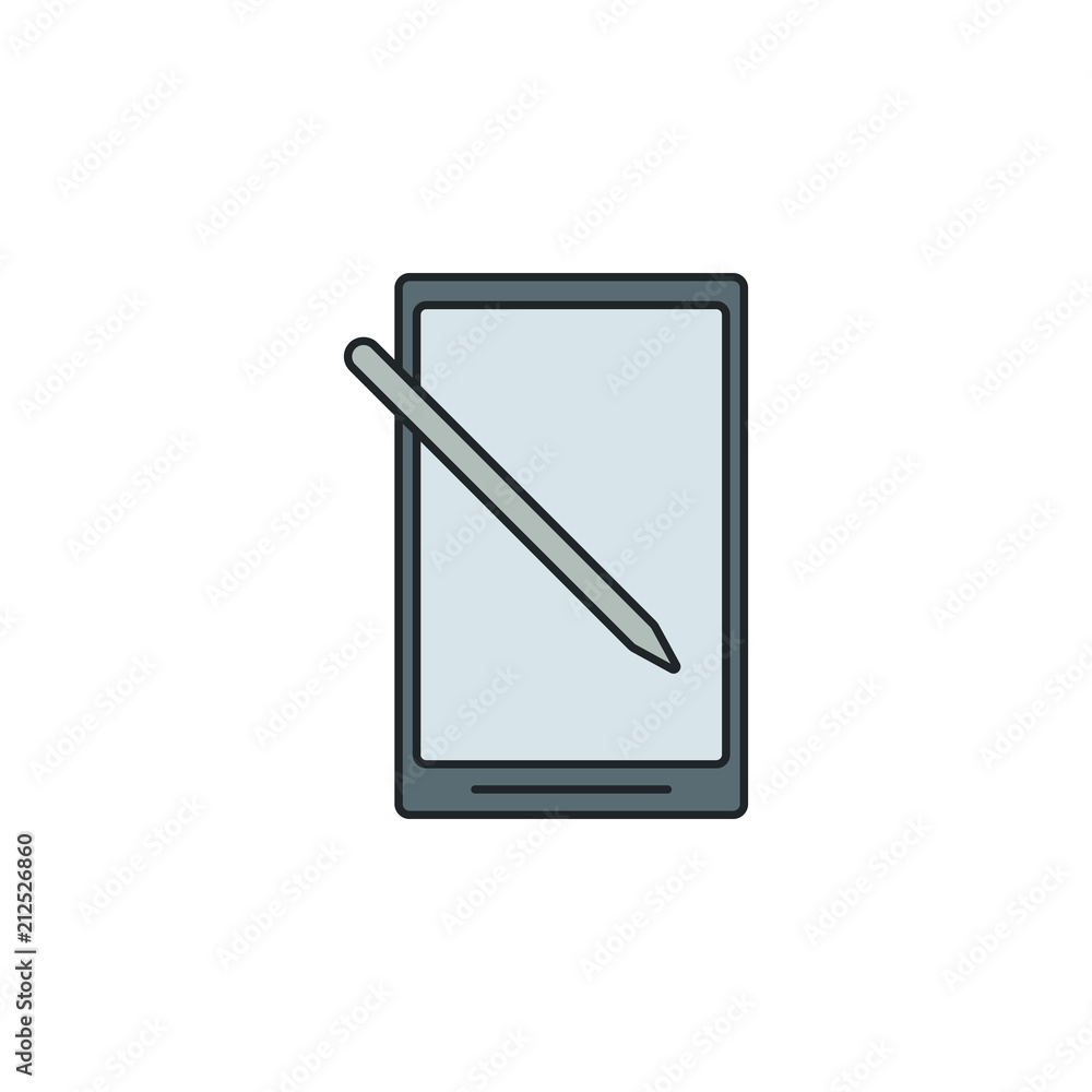 Poster tablet with stylus icon. element of technology icon for mobile concept and web apps. field outline t