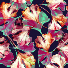 Floral background for fall design. Hand painted natural illustration in modern style