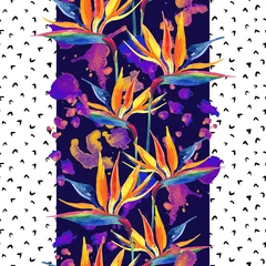 Wandcirkels tuinposter Aquarel schilderij van tropische bloemen © Tanya Syrytsyna