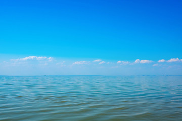 Blue lake water and sky