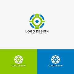 Circle technology logo design vector.