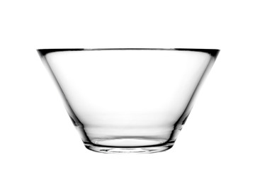 Empty glass bowl isolated on white background