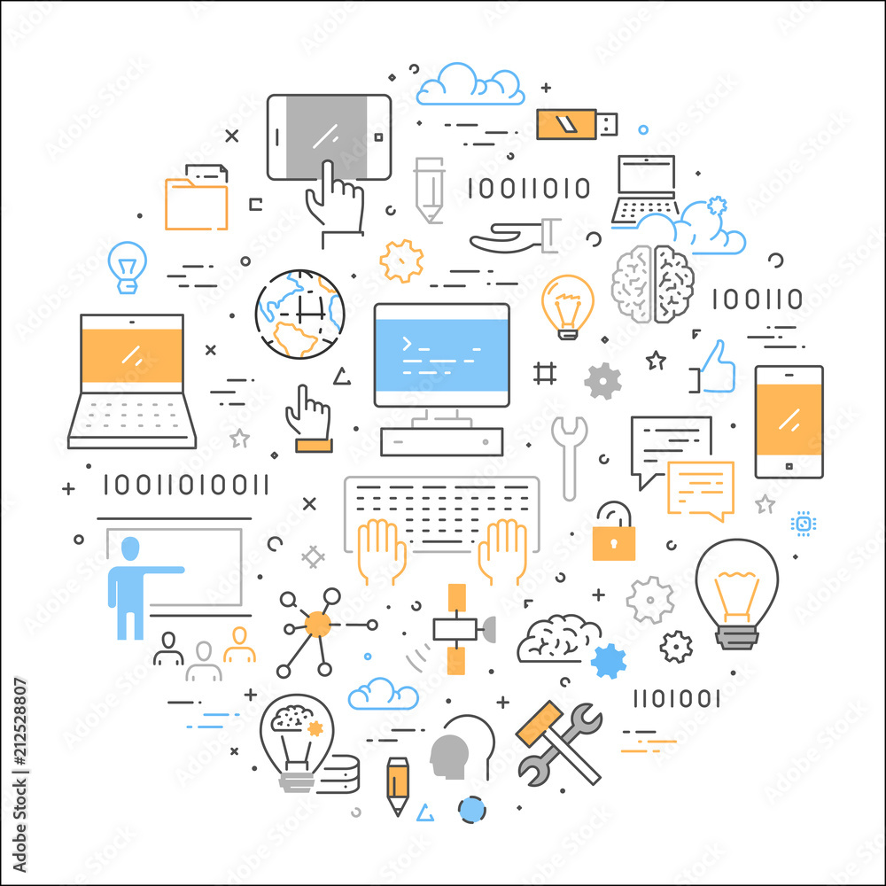 Poster vector linear web concept computer science