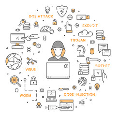 Vector linear web concept hacking and cybercrime