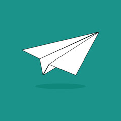 paper plane design on green background vector illustration