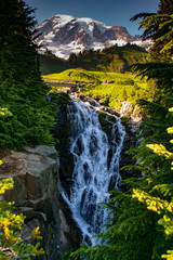 Myrtle Falls on Edith Creek, with Mt Rainer
