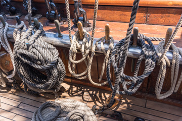 Assorted Ropes on sailing ship