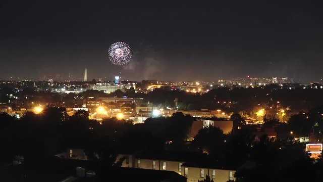 Fireworks from Fort Lincoln Washington DC sky view 