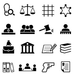 Justice, law, legal and lawyer icon set