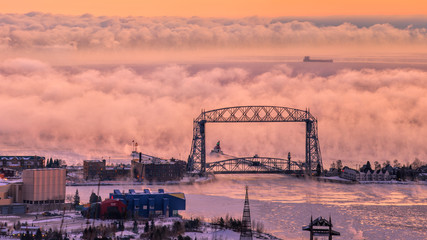 Sea Smoke in Cold Duluth Minnesota 