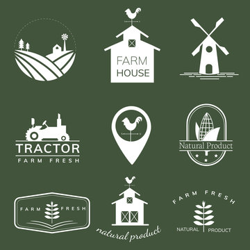 Collection of farming icon illustrations