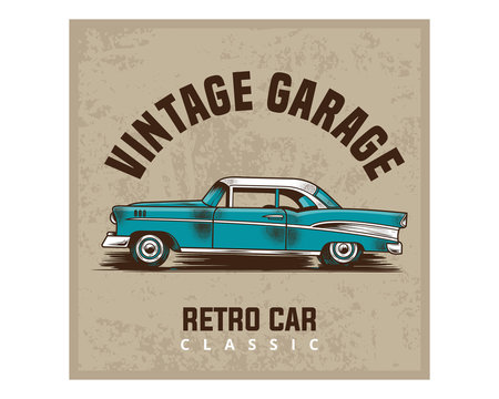 classic vintage garage retro car classic image poster