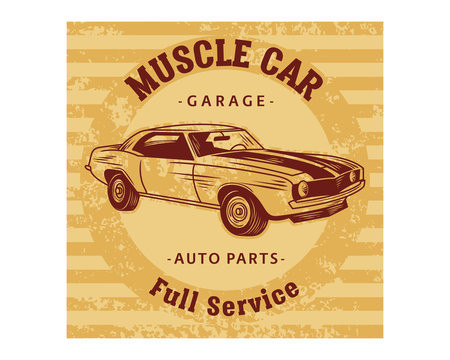 muscle car garage auto parts full service classic vintage retro image