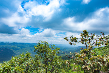 The point of view of the mountains and the town of Chaiyaphum at Pha Sut Pen Din in Pa Hin Ngam National Park , Chaiyaphum in Thailand.