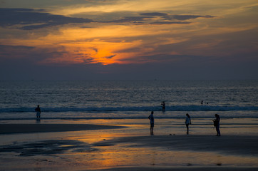 Beautiful landscape an orange sunset at the sea
