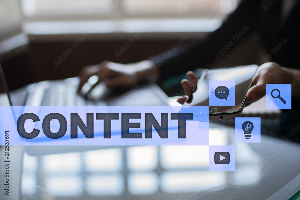 Poster content text on virtual screen. business technology and internet concept.?