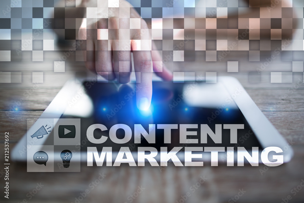 Poster content text on virtual screen. business technology and internet concept.?