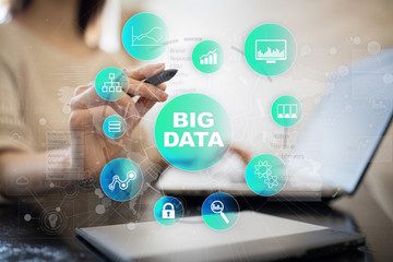 Big data technology and internet concept on the virtual screen.