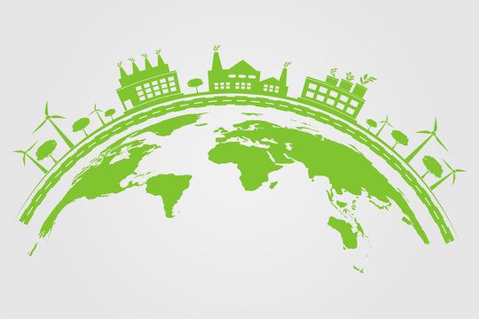 Ecology.Green cities help the world,earth with eco-friendly concept ideas.vector illustration