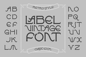 Vintage label typeface with thin decorative frame