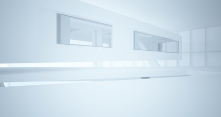 Abstract white parametric interior with window. 3D illustration and rendering.