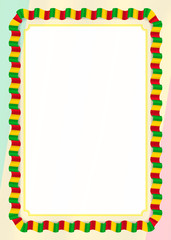 Frame and border of ribbon with Mali flag, template elements for your certificate and diploma. Vector