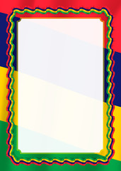 Frame and border of ribbon with Mauritius flag, template elements for your certificate and diploma. Vector