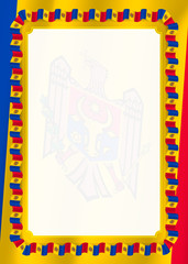 Frame and border of ribbon with Moldova flag, template elements for your certificate and diploma. Vector