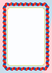 Frame and border of ribbon with Mongolia flag, template elements for your certificate and diploma. Vector