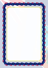 Frame and border of ribbon with Montserrat flag, template elements for your certificate and diploma. Vector