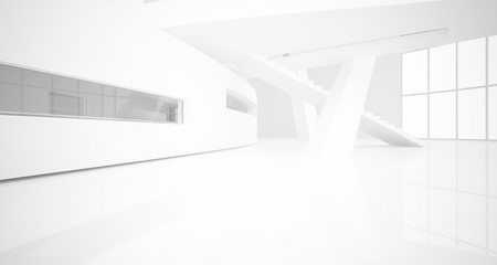 Abstract white parametric interior with window. 3D illustration and rendering.